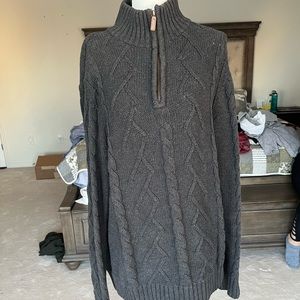 BRITISH KHAKI HALF ZIP SWEATER